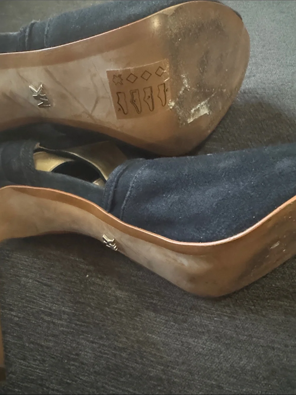 Women's Navy Suede Ankle Heels with Wrap Straps